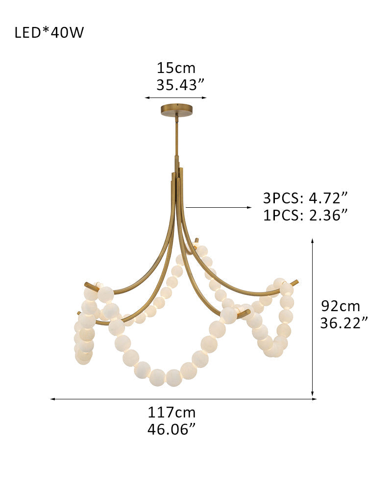 Cluster String Alabaster Beads Semi Flush Chandelier