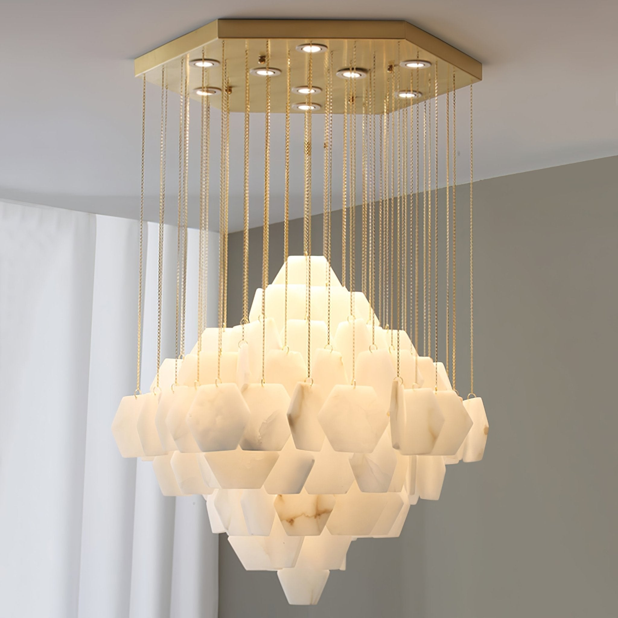 Hexa Alabaster Cascade Chandelier