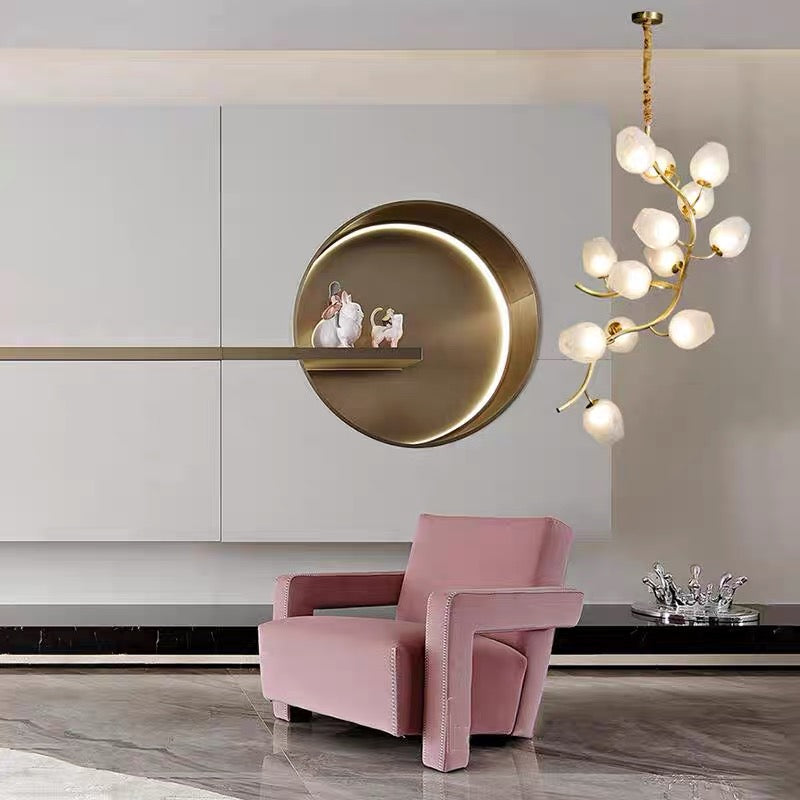 Artistic Glass Lampshade Chandelier with Branches Design for High Ceilings