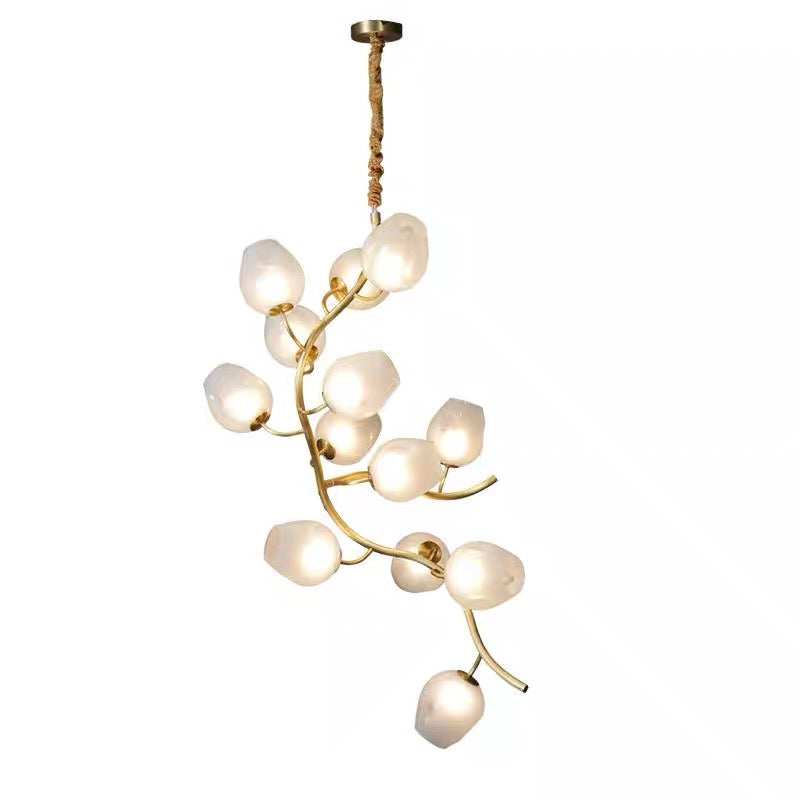 Artistic Glass Lampshade Chandelier with Branches Design for High Ceilings