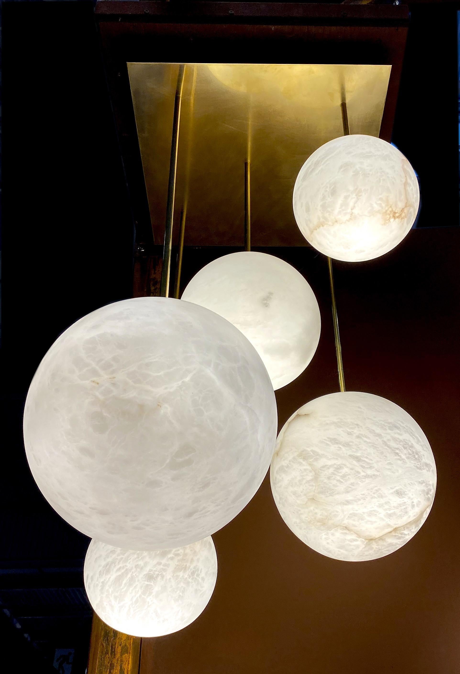 Galaxy Contemporary Italian Alabaster Marble Globe Chandelier