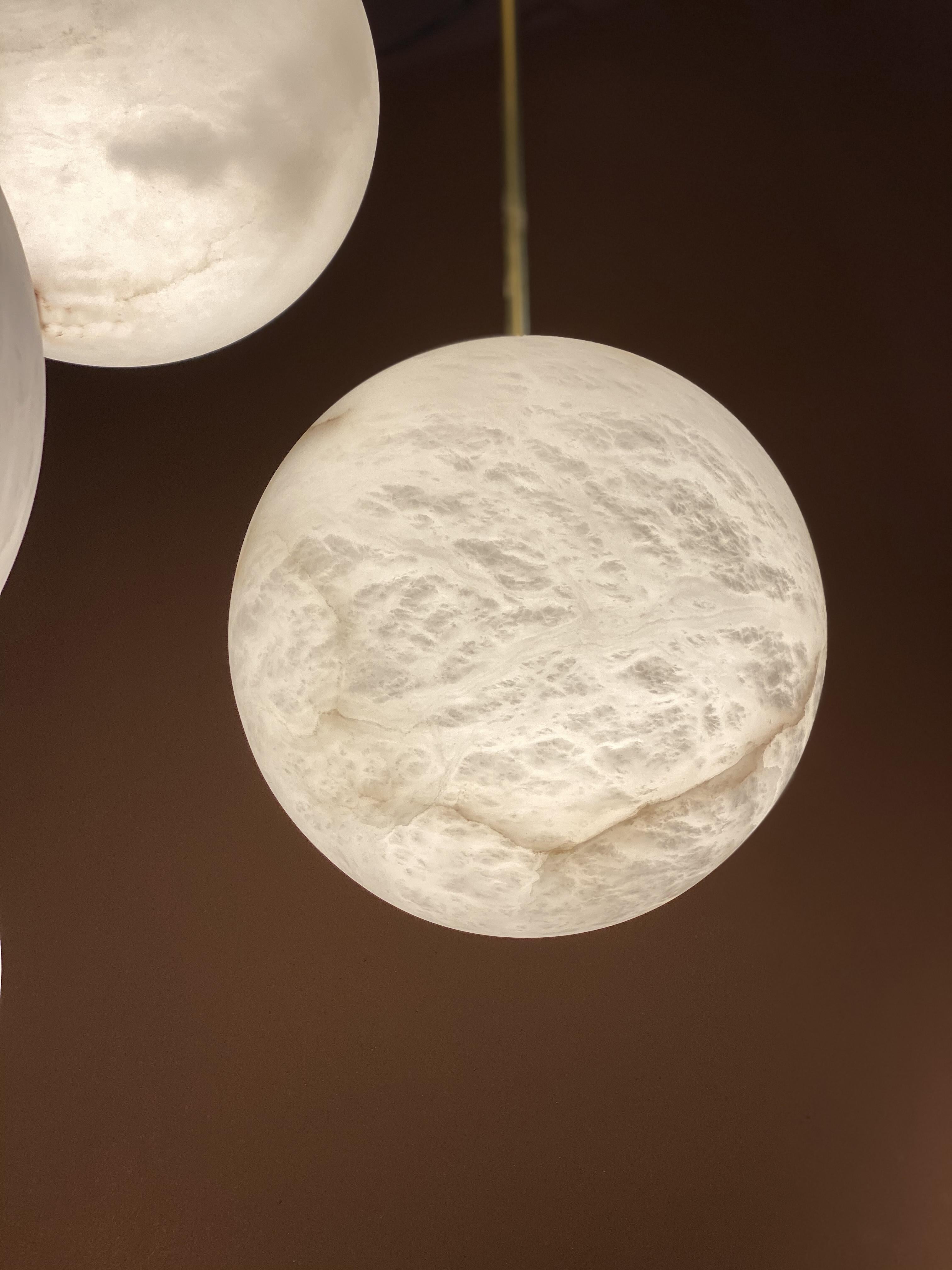 Galaxy Contemporary Italian Alabaster Marble Globe Chandelier