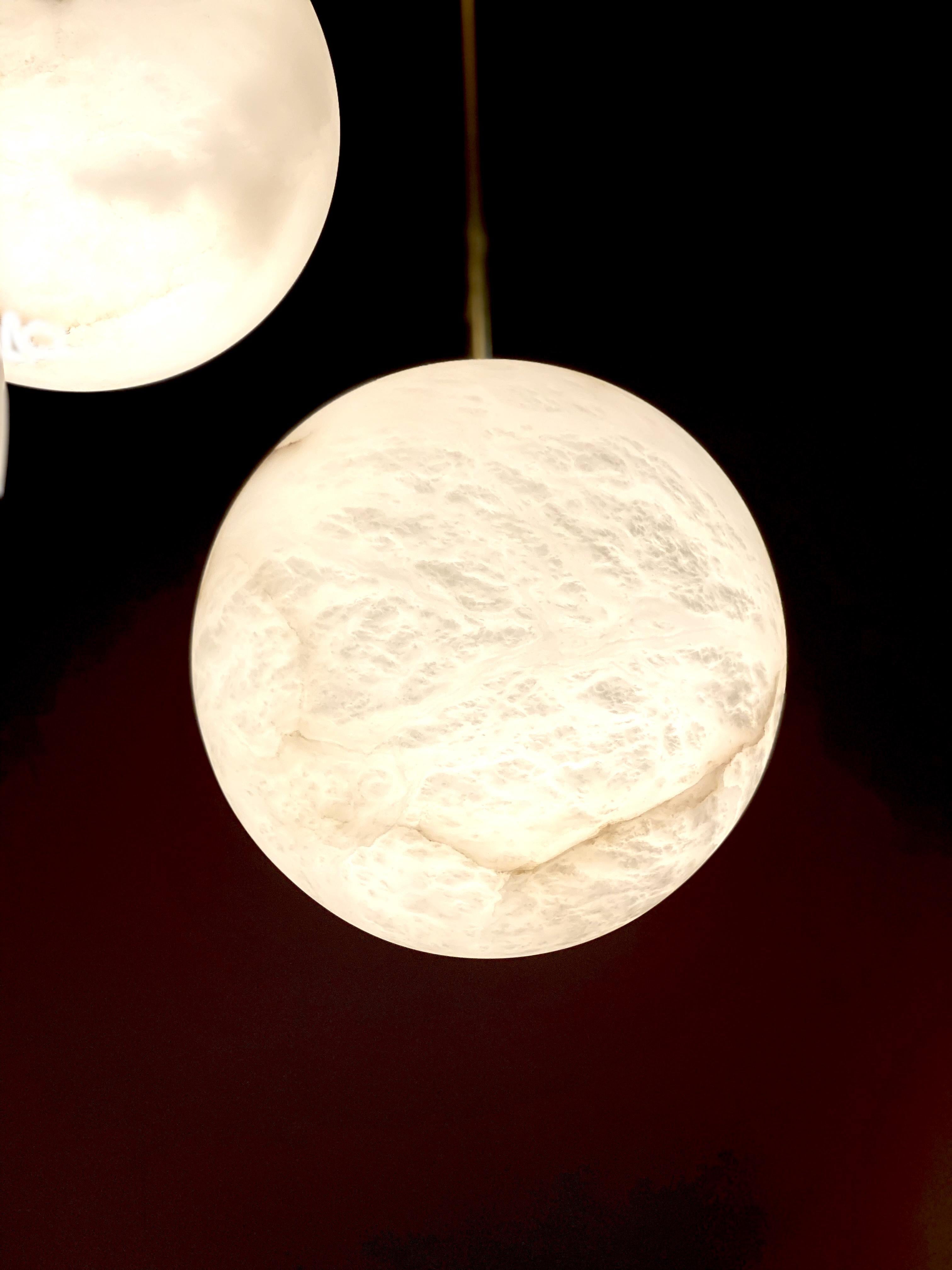 Galaxy Contemporary Italian Alabaster Marble Globe Chandelier