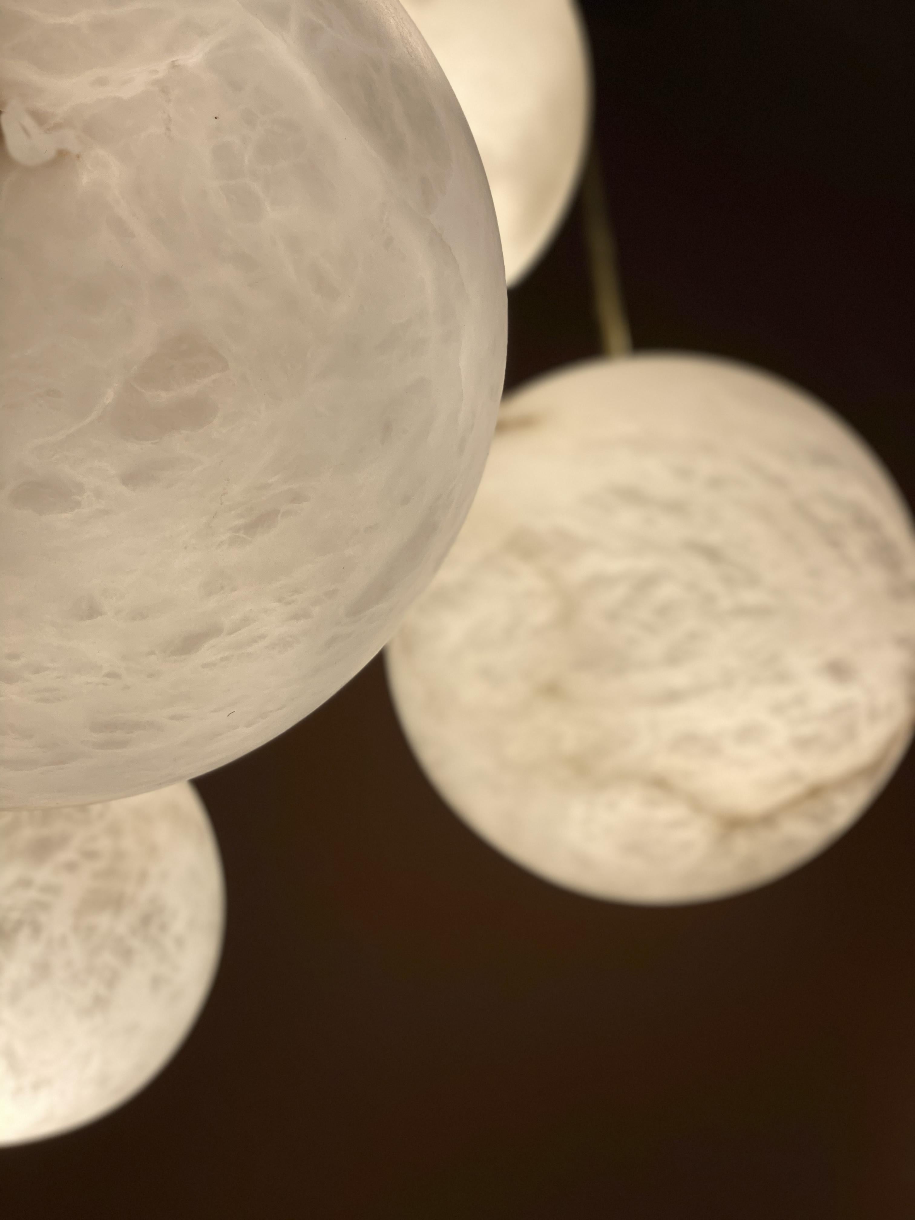 Galaxy Contemporary Italian Alabaster Marble Globe Chandelier