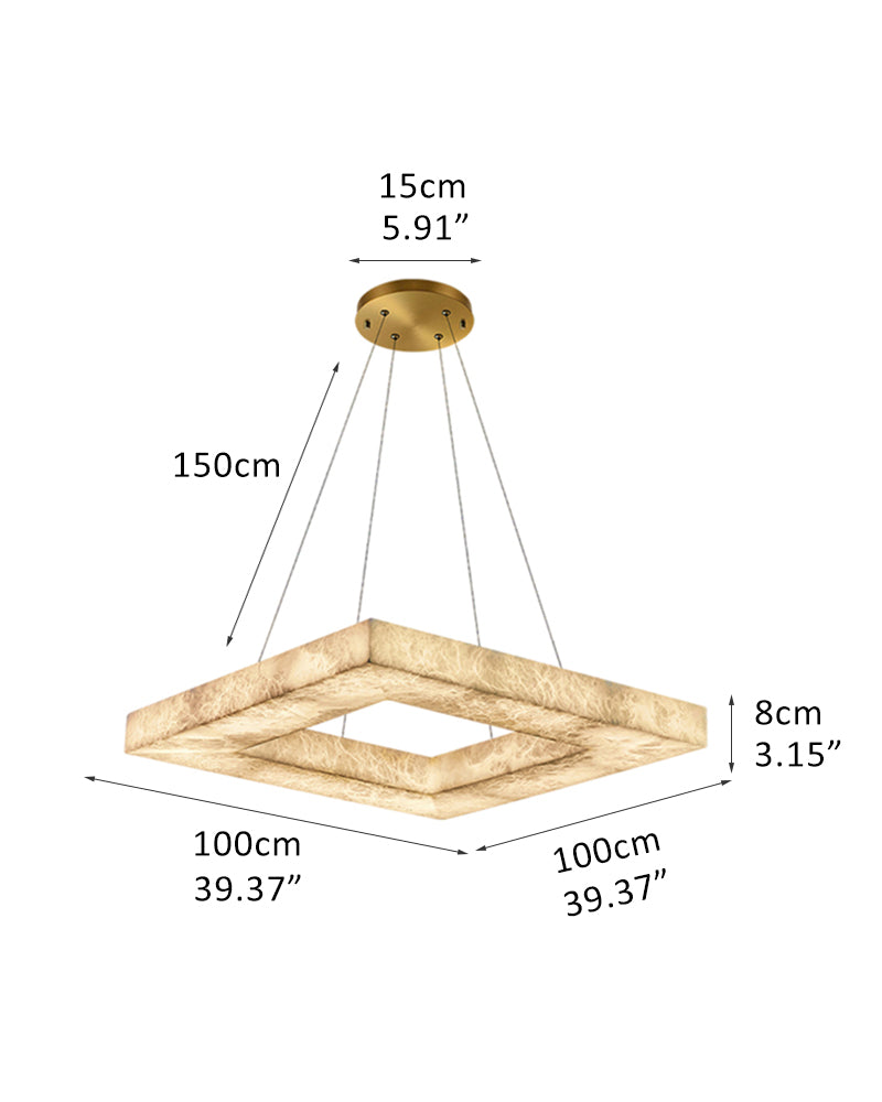 Square/Rectangle Large Alabaster Chandelier, 20" 24" 32" 40" 58" 60" 71" 79" Dia