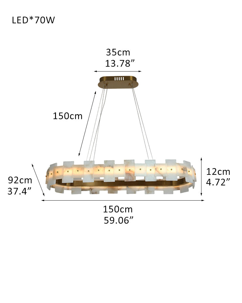 Antique Brass Ring Frame Round Halo Alabaster Modern Lighting Chandelier Wide 31"
