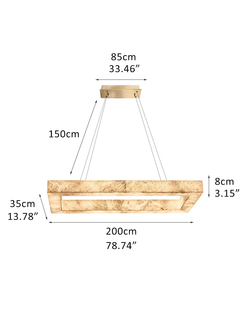 Square/Rectangle Large Alabaster Chandelier, 20