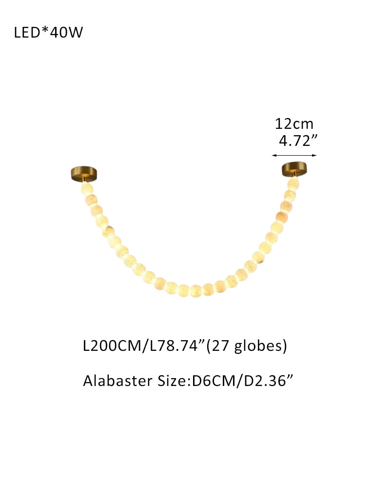 Modern LED Natural Alabaster Globes Beads Hanging Chandelier Indoor Lighting Fixture