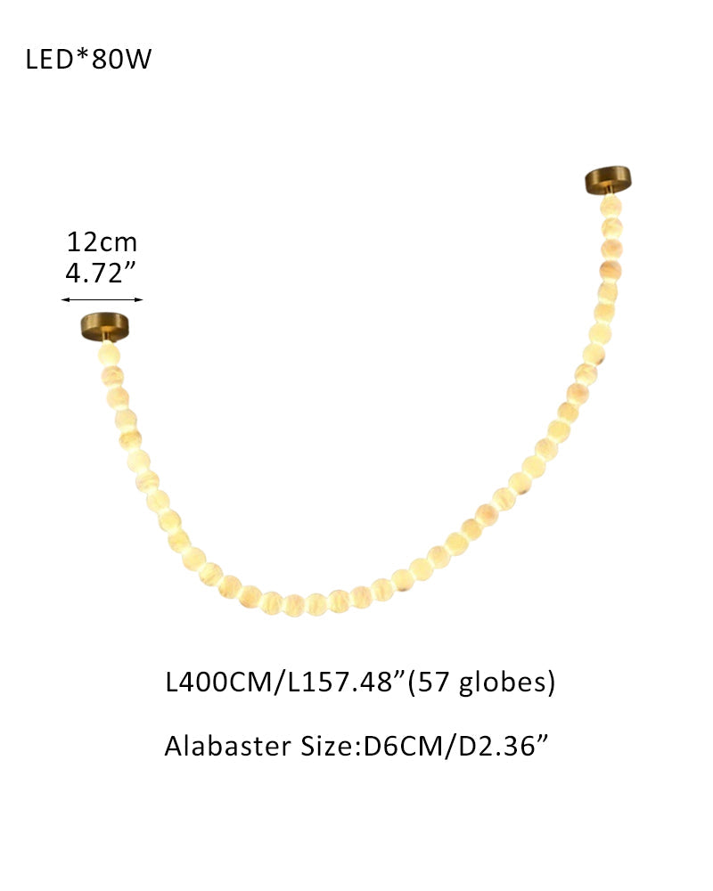 Modern LED Natural Alabaster Globes Beads Hanging Chandelier Indoor Lighting Fixture