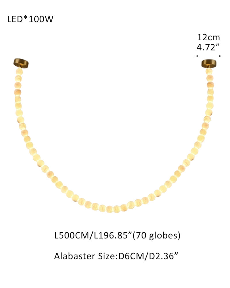 Modern LED Natural Alabaster Globes Beads Hanging Chandelier Indoor Lighting Fixture