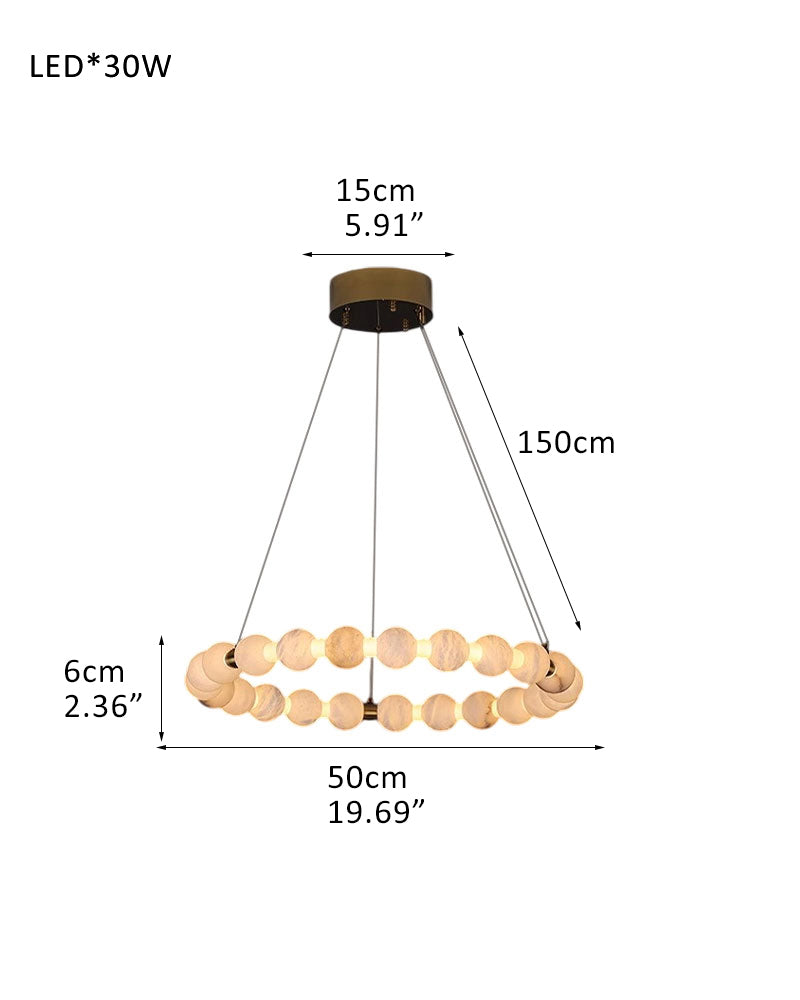 Modern Pearl Alabaster Necklace Circle Double Chandelier by dimming
