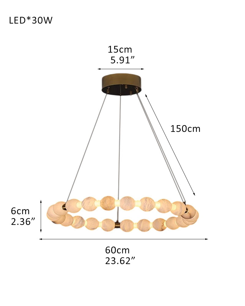 Modern Pearl Alabaster Necklace Circle Double Chandelier by dimming