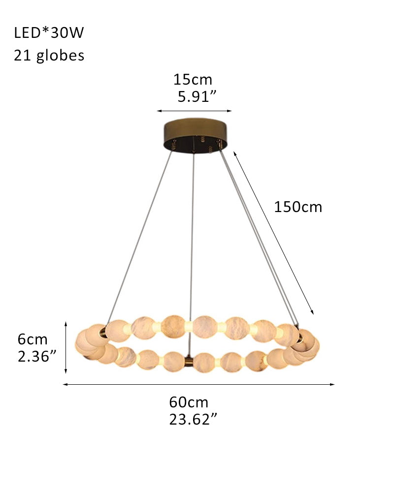 Modern Pearl Alabaster Necklace Circle Triple Chandelier with Dia 60+80+100cm