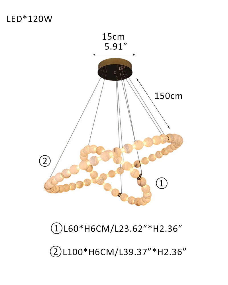 Modern Pearl Alabaster Necklace Circle Double Chandelier by dimming