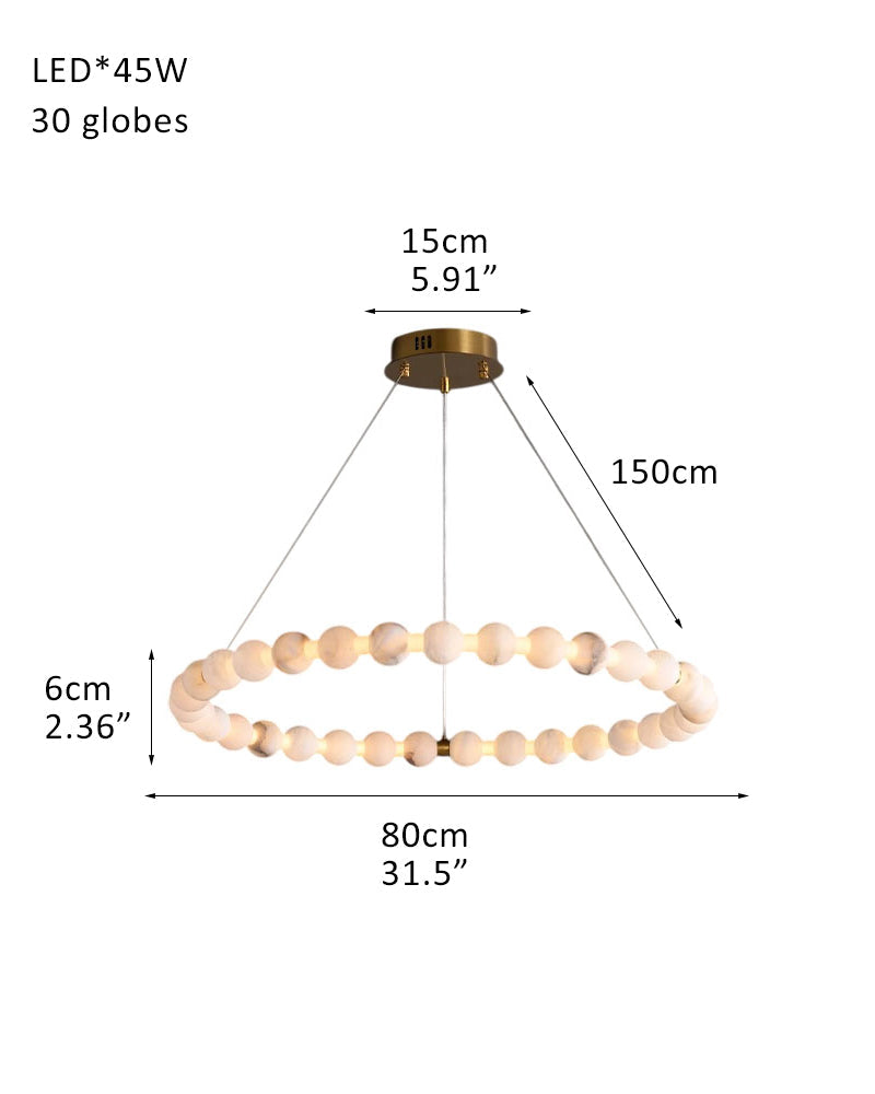 Modern Pearl Alabaster Necklace Circle Triple Chandelier with Dia 60+80+100cm
