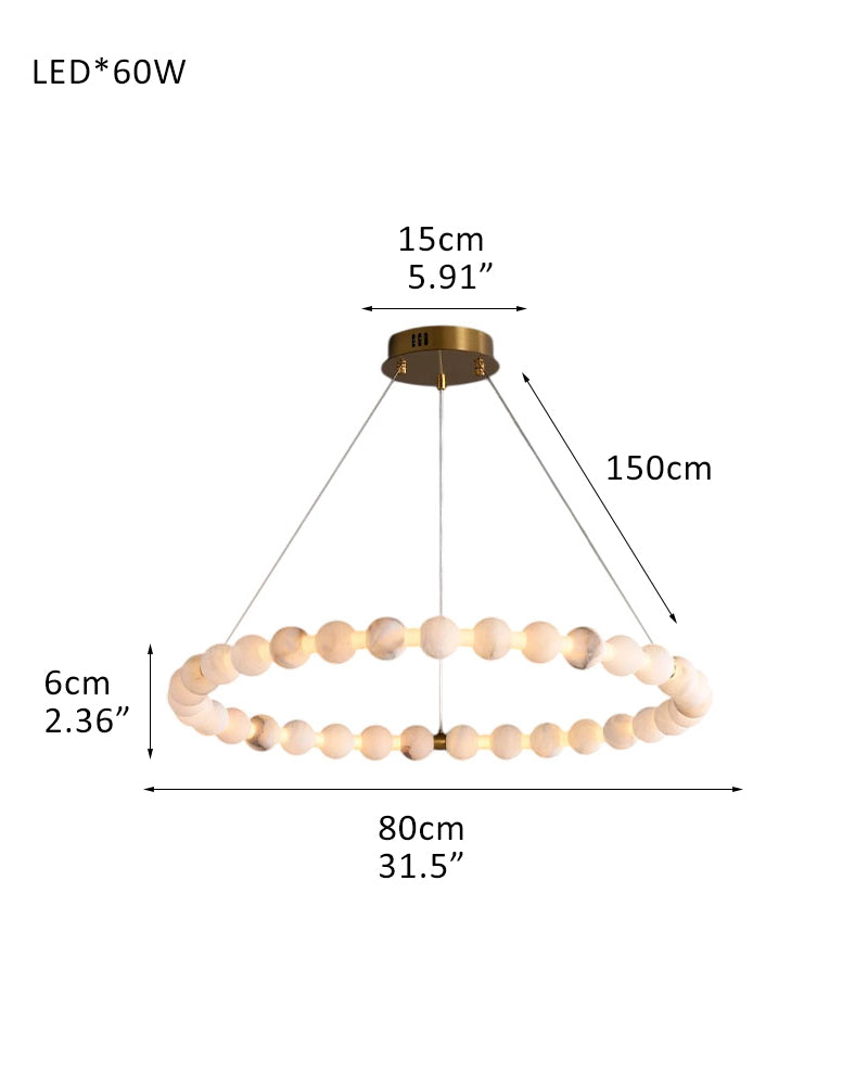 Modern Pearl Alabaster Necklace Circle Double Chandelier by dimming