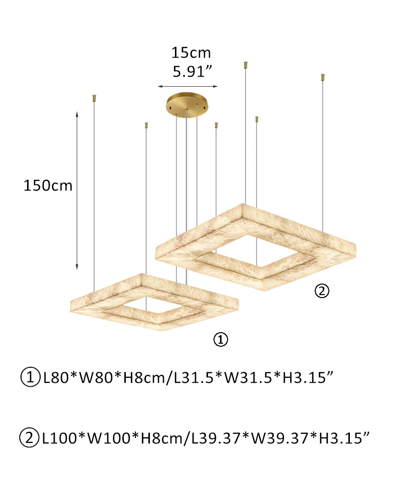 Square/Rectangle Large Alabaster Chandelier, 20