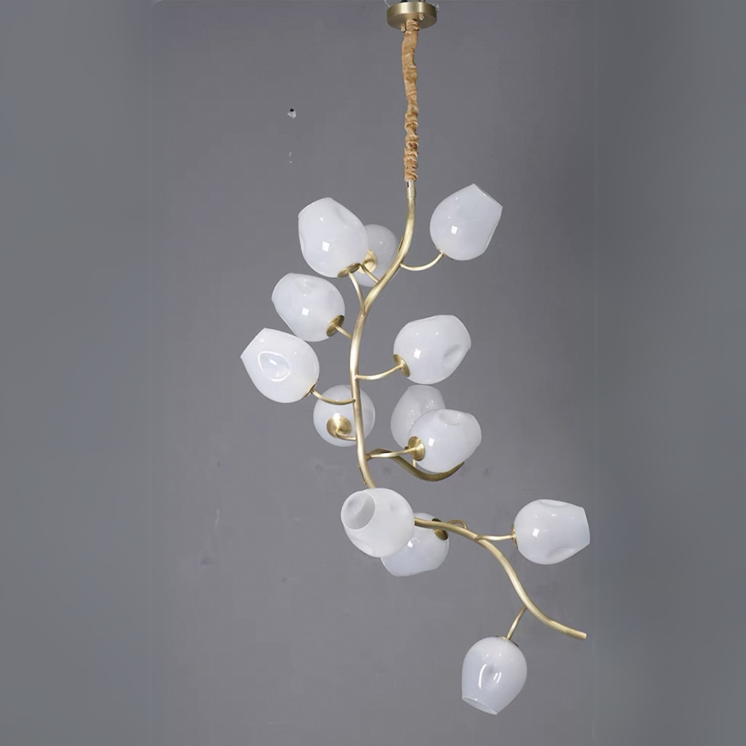 Artistic Glass Lampshade Chandelier with Branches Design for High Ceilings