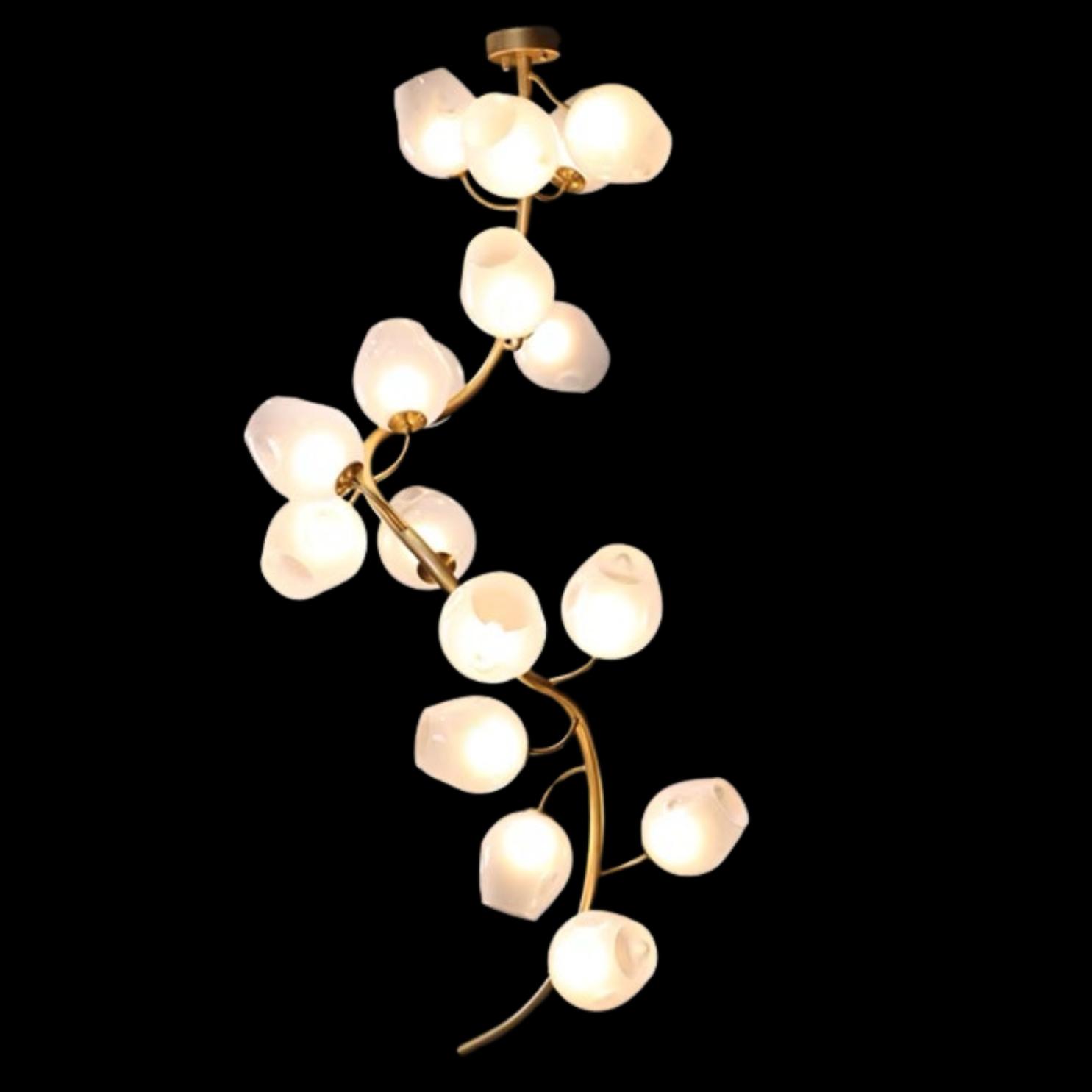 Artistic Glass Lampshade Chandelier with Branches Design for High Ceilings