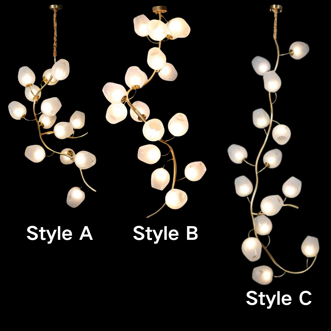 Artistic Glass Lampshade Chandelier with Branches Design for High Ceilings