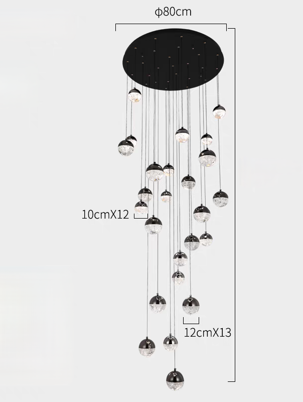 Luminous Crystalline-Acrylic Orbs Chandelier by Aurorae Lighting