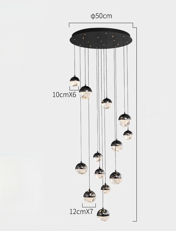 Luminous Crystalline-Acrylic Orbs Chandelier by Aurorae Lighting