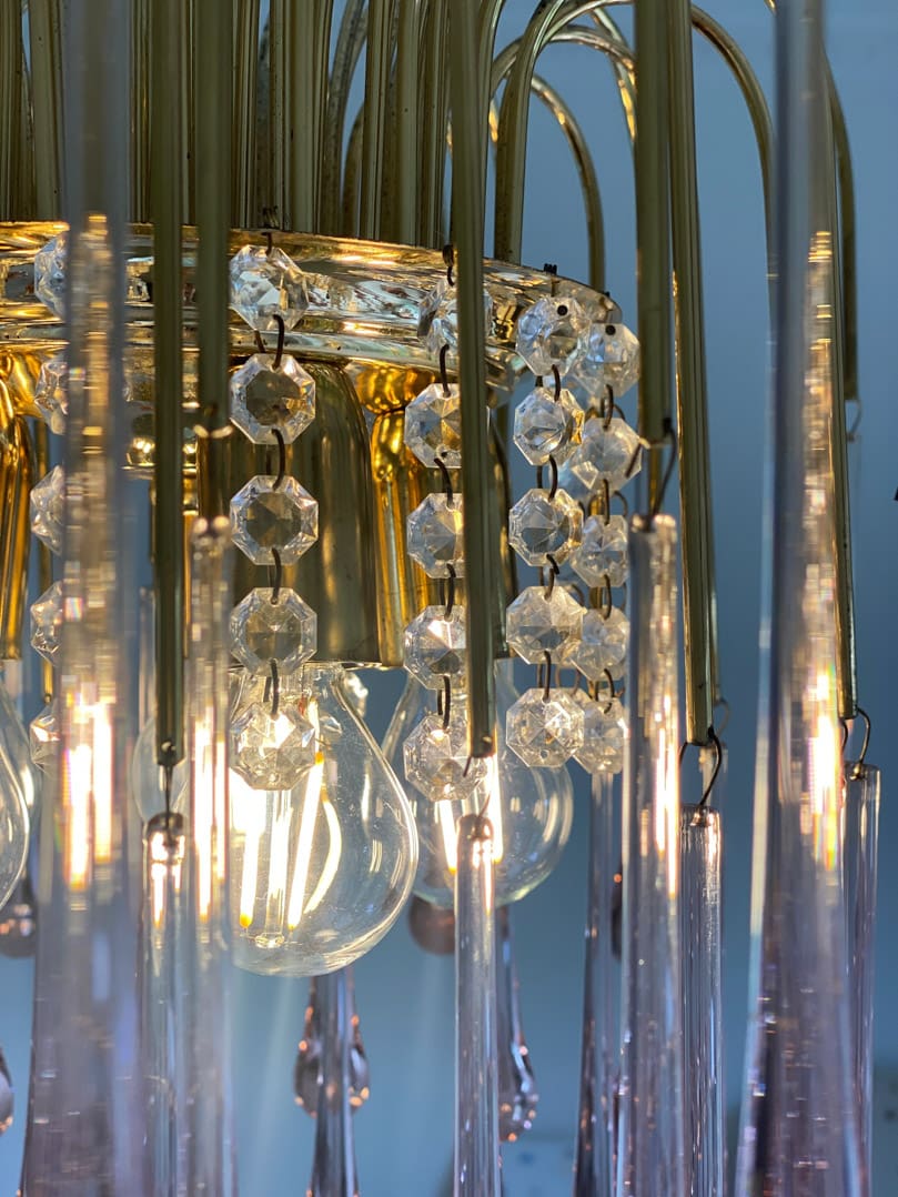 Vintage – Murano Teardrops Chandelier – 70s – Pink prisms