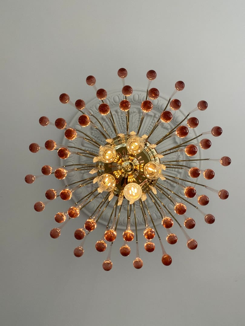 Vintage – Murano Teardrops Chandelier – 70s – Pink prisms