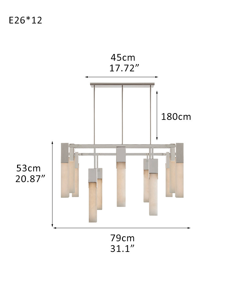 8 Lights Organic Elegance Linear Convet Alabaster Chandelier
