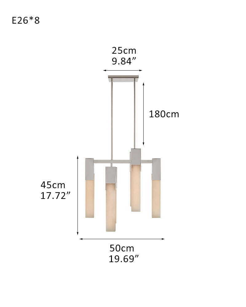 8 Lights Organic Elegance Linear Convet Alabaster Chandelier