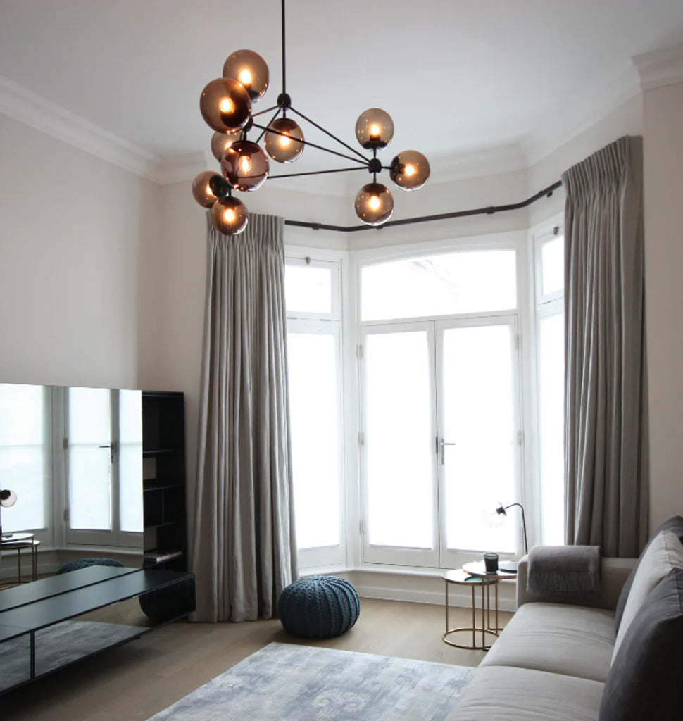 Modo Chandelier - 3 Sided, 10 Globes