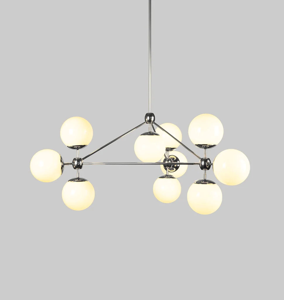 Modo Chandelier - 3 Sided, 10 Globes