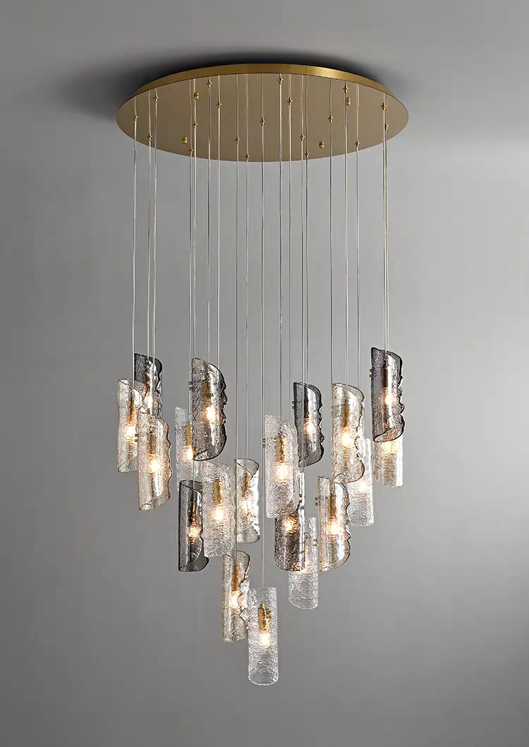 Artisan Textured Glass Shades Multi Light Chandelier by Aurorae Lighting