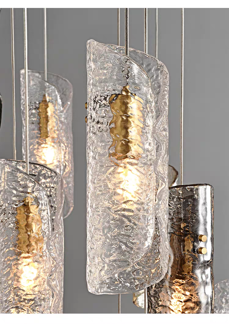 Artisan Textured Glass Shades Multi Light Chandelier by Aurorae Lighting