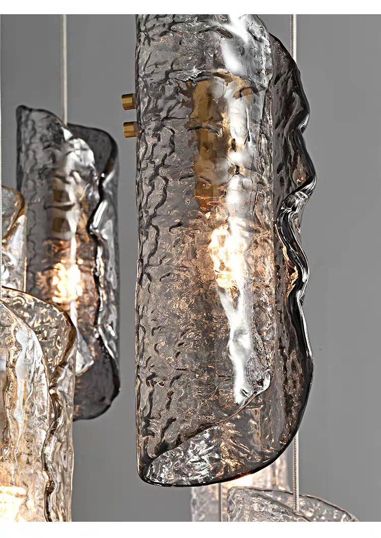 Artisan Textured Glass Shades Multi Light Chandelier by Aurorae Lighting
