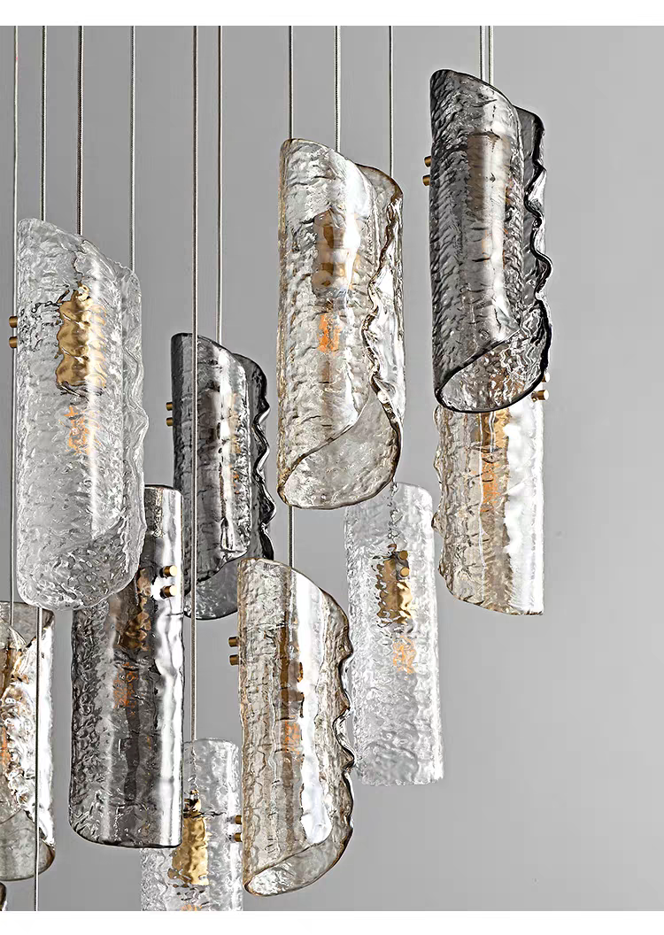 Artisan Textured Glass Shades Multi Light Chandelier by Aurorae Lighting