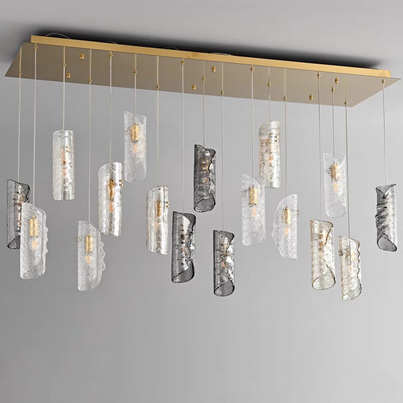 Artisan Textured Glass Shades Multi Light Chandelier by Aurorae Lighting