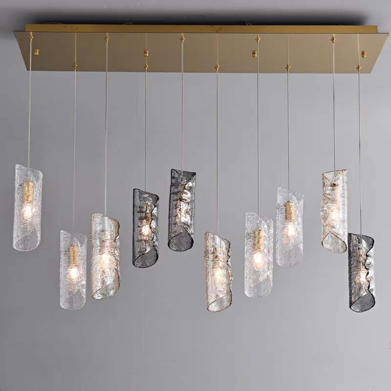 Artisan Textured Glass Shades Multi Light Chandelier by Aurorae Lighting
