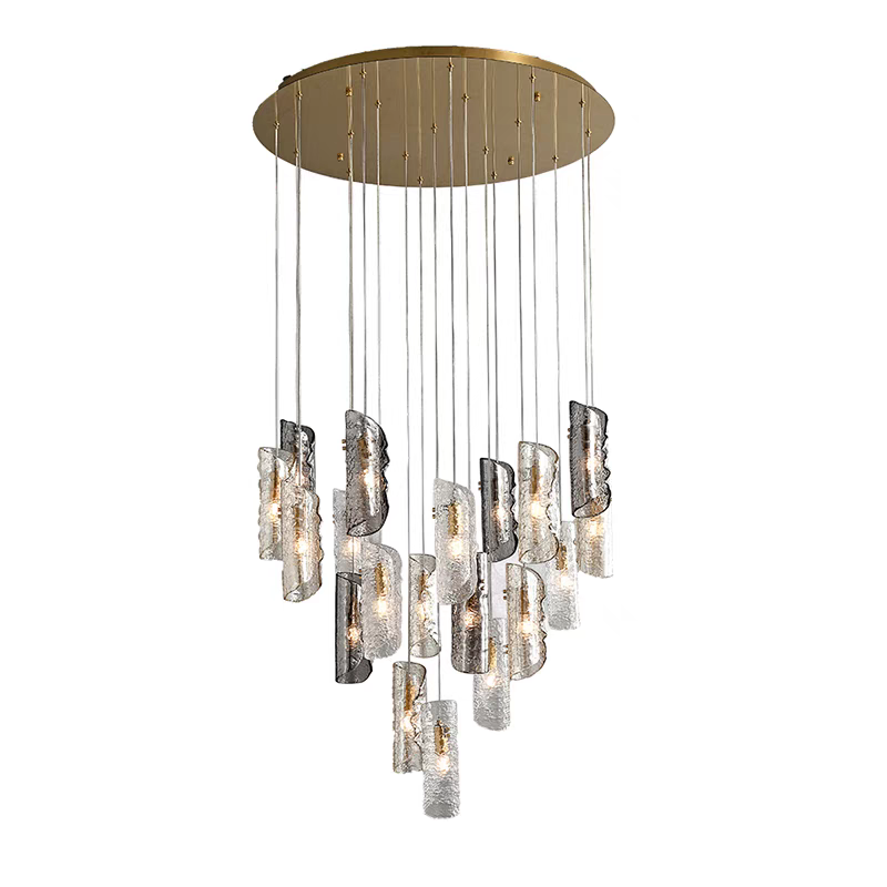Artisan Textured Glass Shades Multi Light Chandelier by Aurorae Lighting