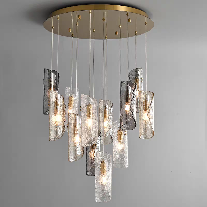 Artisan Textured Glass Shades Multi Light Chandelier by Aurorae Lighting
