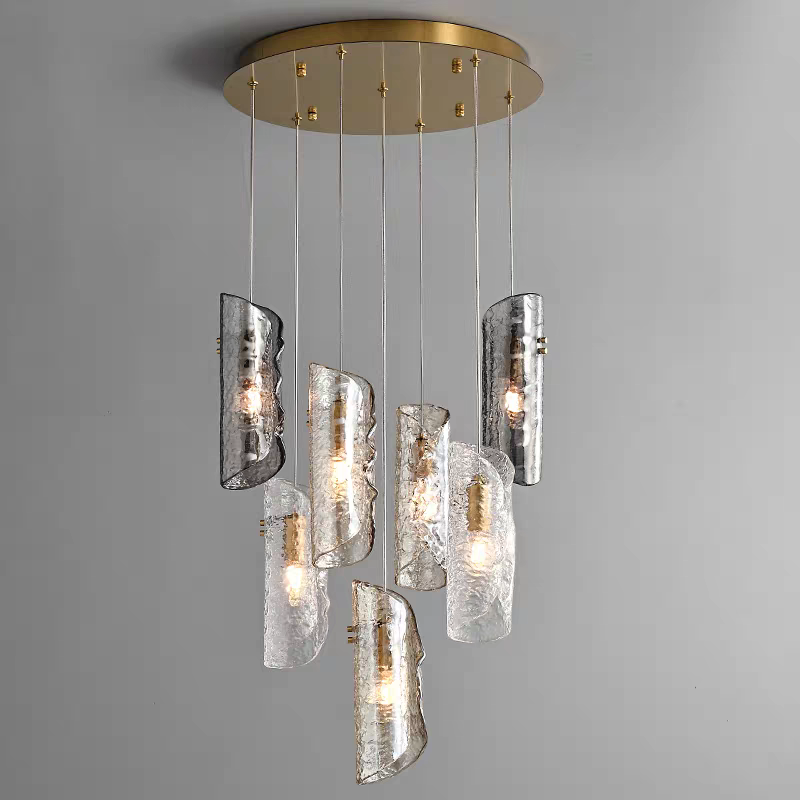 Artisan Textured Glass Shades Multi Light Chandelier by Aurorae Lighting