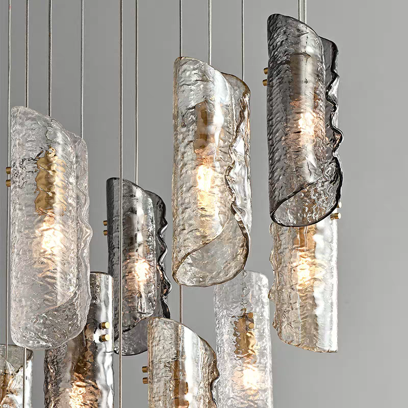Artisan Textured Glass Shades Multi Light Chandelier by Aurorae Lighting