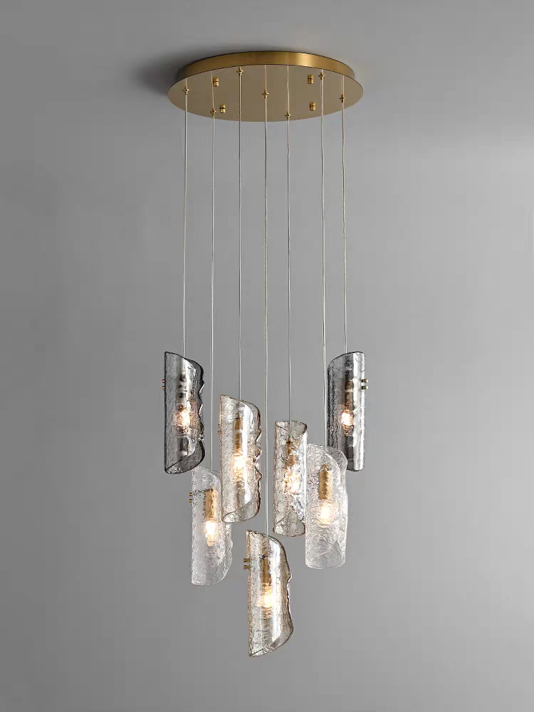 Artisan Textured Glass Shades Multi Light Chandelier by Aurorae Lighting
