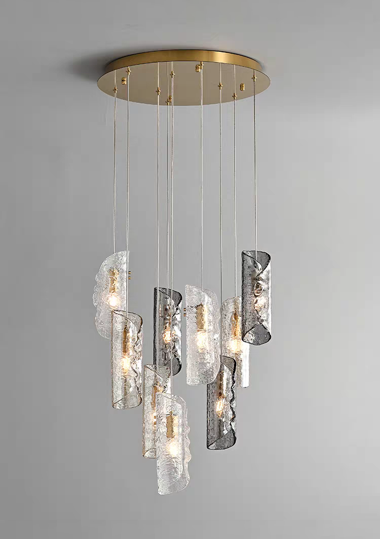 Artisan Textured Glass Shades Multi Light Chandelier by Aurorae Lighting