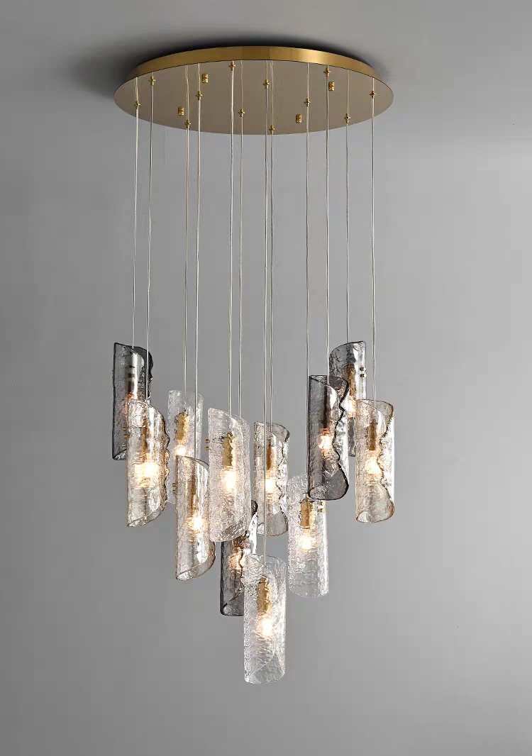 Artisan Textured Glass Shades Multi Light Chandelier by Aurorae Lighting