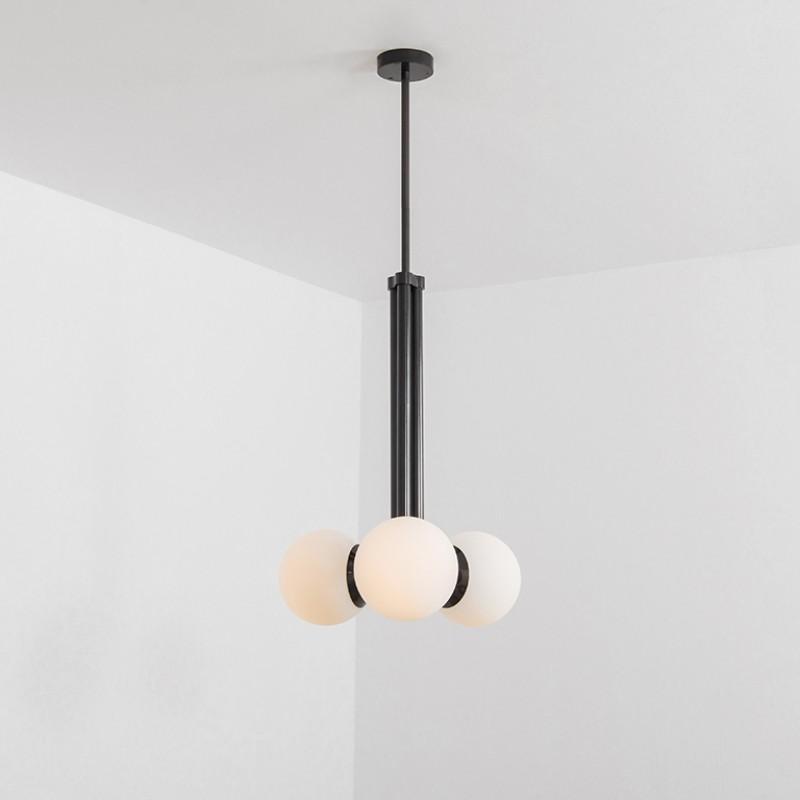 Tubular 3-Light Modern Brass Chandelier