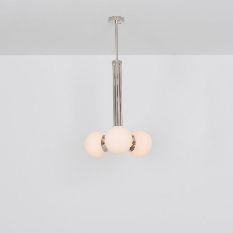 Tubular 3-Light Modern Brass Chandelier