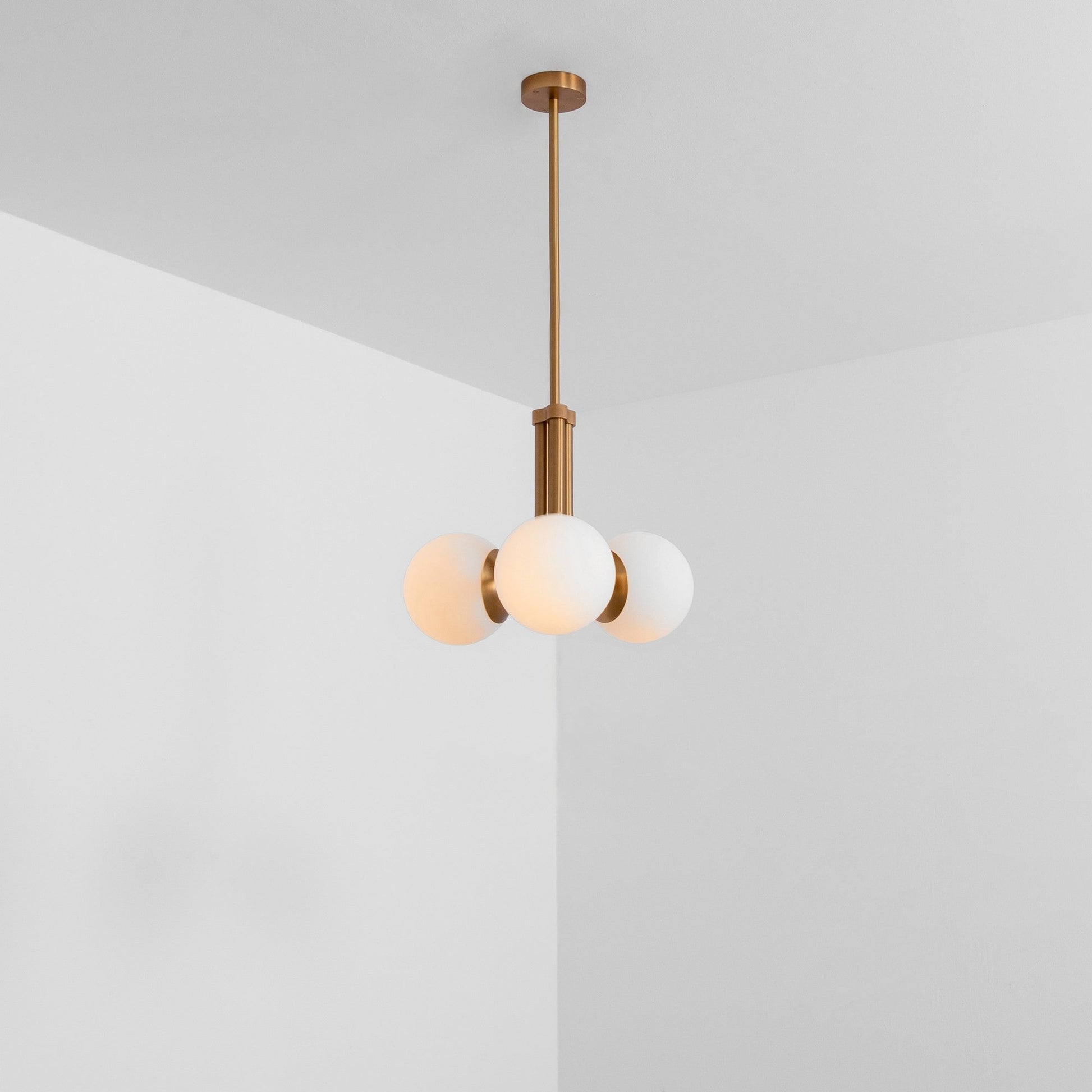 Tubular 3-Light Modern Brass Chandelier