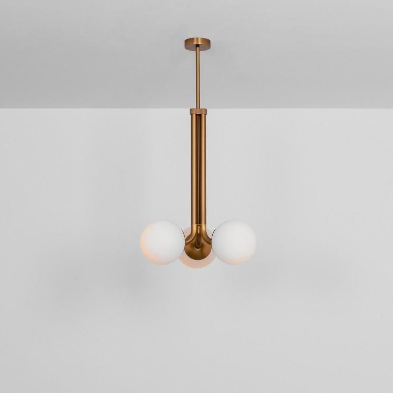 Tubular 3-Light Modern Brass Chandelier
