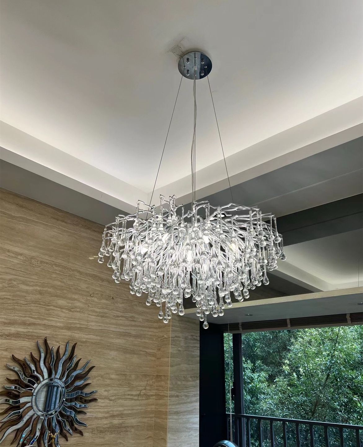 Stunning Tree Branch Crystal Chandelier with Clear Teardrop-shaped for Living/Dining Room